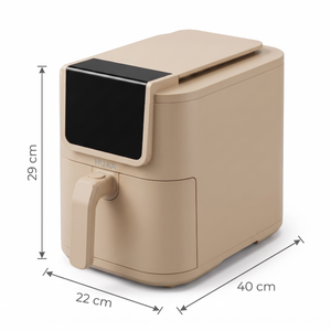 Wymiary HU.KA CrunchUp: 40 × 22 × 29 cm — infografika, edycja Dune Sand